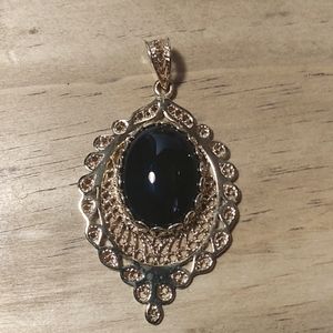 925 pendant, Turkey, marked 925 turkey filigree black onyx pendant